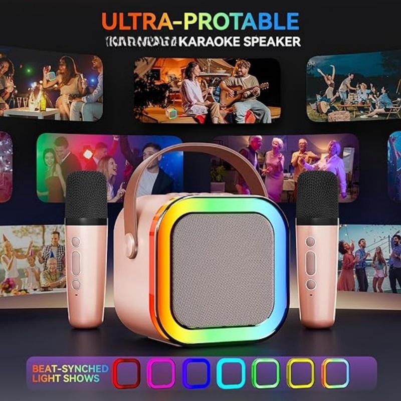 Portable Wireless Karaoke Machine with Microphone, USB Rechargeable Karaoke Speaker with LED Light, Wireless Karaoke Microphone for Meeting, Party