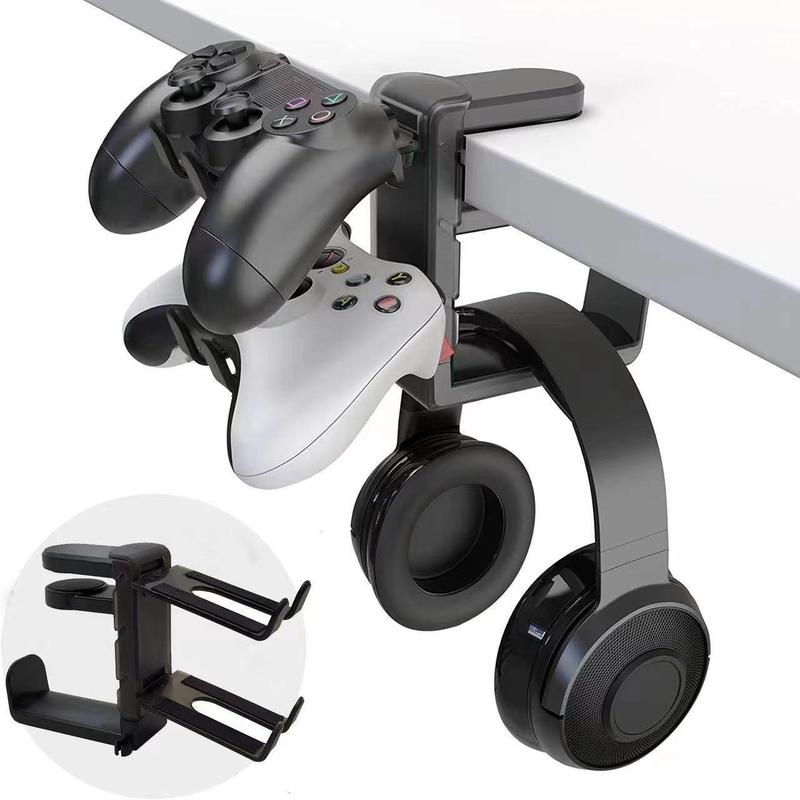 Desktop Headphone Holder, Adjustable & Rotatable Headphone Rack with Gamepad Stand, Universal Headphone Hanger, Desk Accessories, Home Organizer for Home Office, Fall Decor