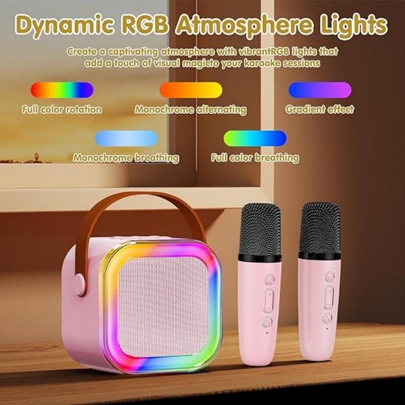 Portable Wireless Karaoke Machine with Microphone, USB Rechargeable Karaoke Speaker with LED Light, Wireless Karaoke Microphone for Meeting, Party