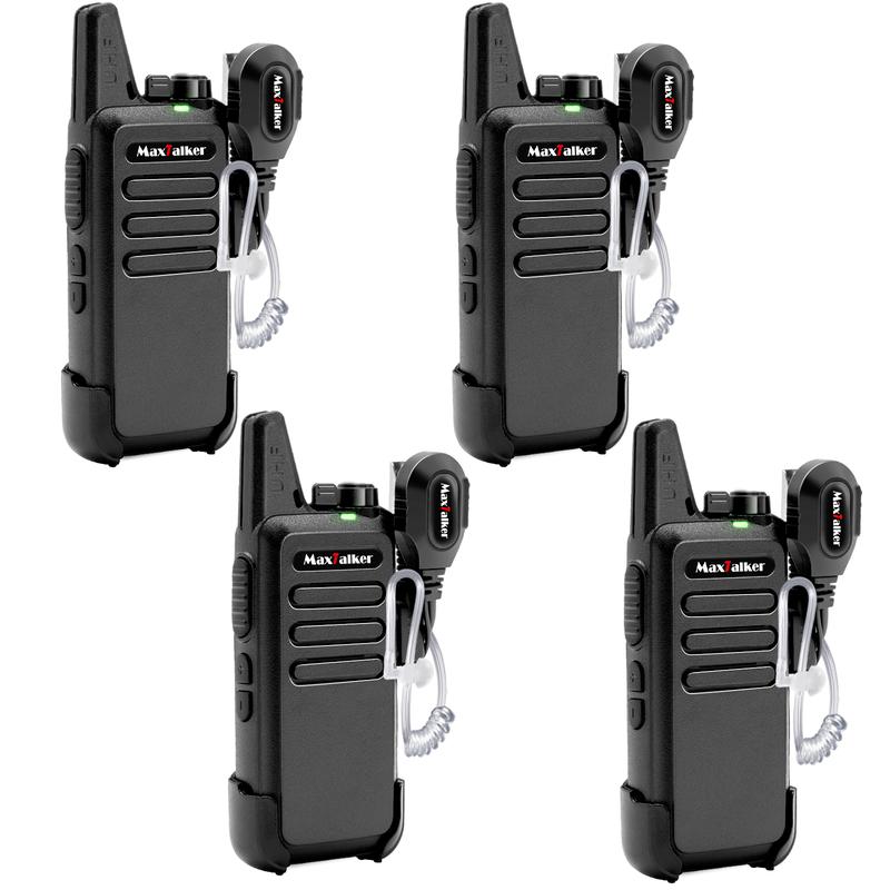 Rechargeable Walkie Talkies Long Range: MaxTalker MT1 Portable FRS Two-Way Radios, Walkie Talkie Earpiece with Mic, Walkie Talkies for Adults Cruise Ship Hiking Hunting Skiing, Walky Talky 4 Pack