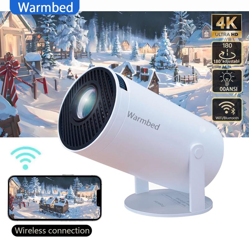 Projector 4k,portable mobile bedroom home theater,home HD intelligent projector,Wired Audio Bluetooth