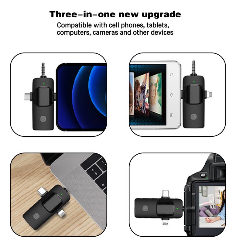 Wireless Lavalier Microphone for iPhone iPad Mini Clip-on Microphone Wireless for iPhone Video Recording Denoise Omni Lav Lapel Mic for Interview Youtube Vlog Live Stream Tiktok Content Creator microfono para portable microphone