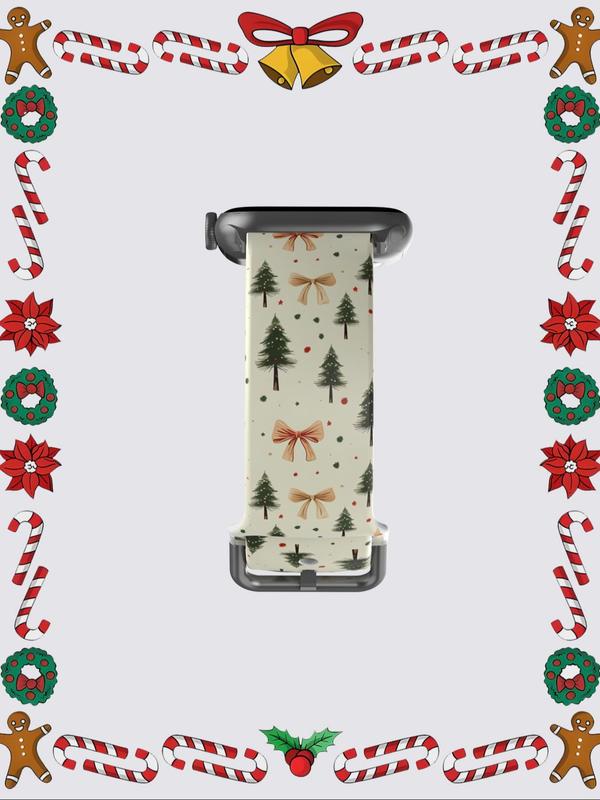 Christmas Tree Pattern Watch Band, Cute Fashion Silicone Watch Strap for Apple Watch Ultra Series SE 9 8 7 6 5 4 3 2 1, Smart Watch Accessories