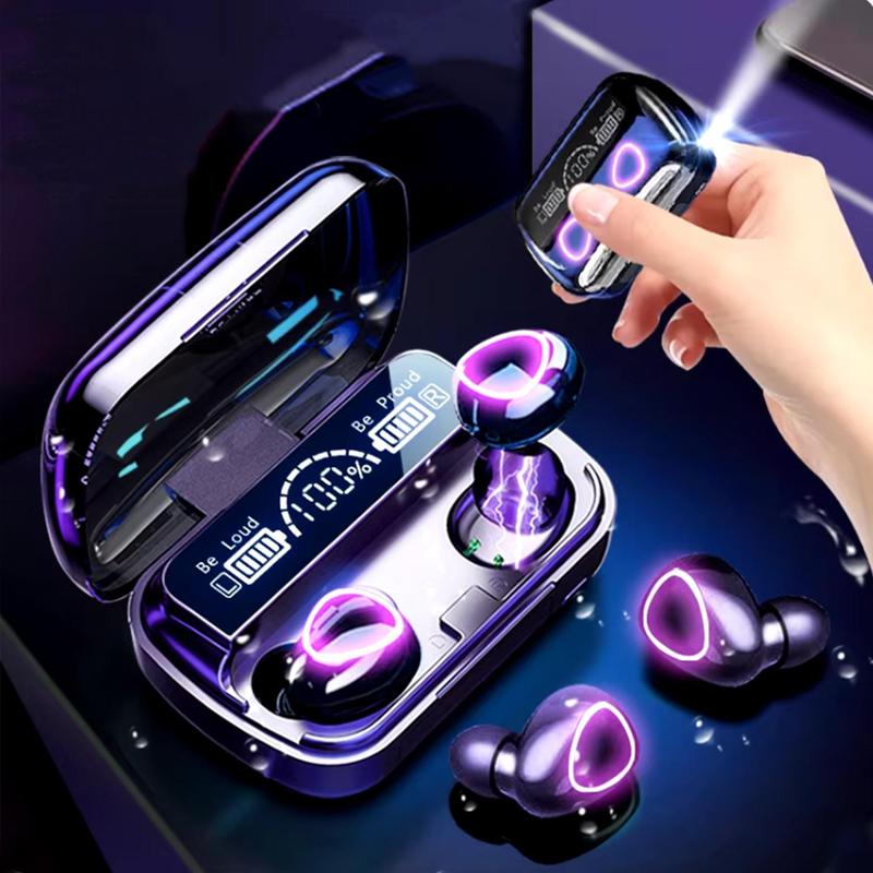 Wireless Earphone, In-ear Design Earphone with LED Power Display Charging Case, Stereo Sound Bluetooth-compatible Earbuds for Sports Gaming