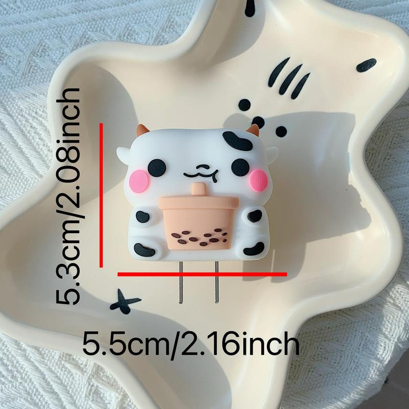 Cute Cow Design Charger & Data Cable Protector, 1 Count Anti-drop Decorative Charger & Data Cable Protective Cover, Phone Accessories for iPhone 16 15 14 Pro Max 13 12 11