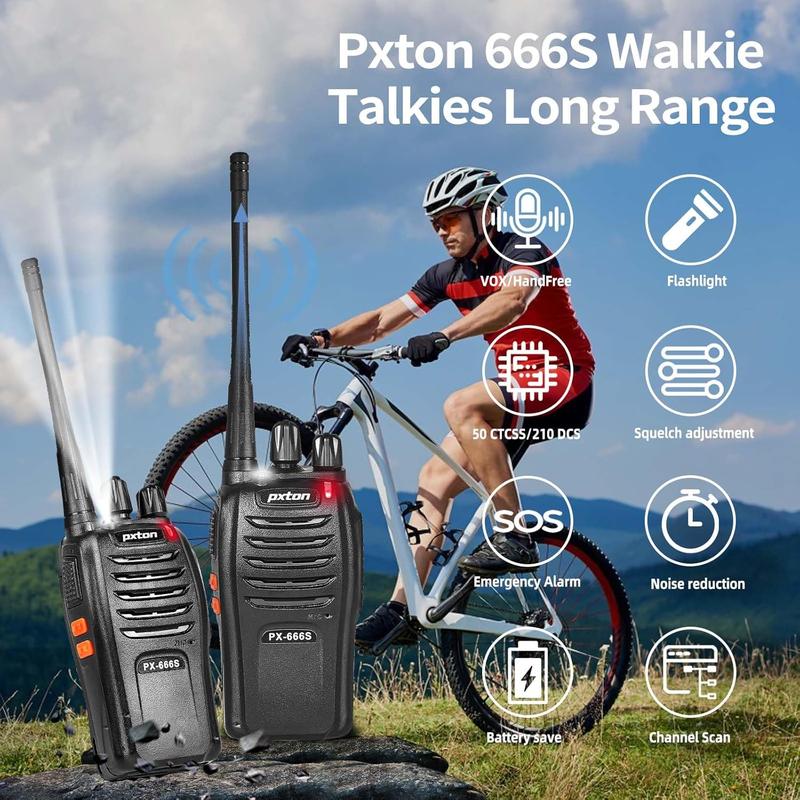 2 Pack walkie talkies for Adults Long Range Rechargeable with Headphones and Li-ion BatteryTwo Way Radio has VOX Noise Reduction TOT Flashlight Monitoring Scan Function10 Pack