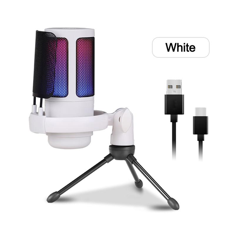 Gaming USB Microphone for PC PS5, Condenser Mic with Quick Mute, RGB Indicator, Tripod Stand, Pop Filter, Shock Mount, Gain Control for Streaming Discord Twitch Podcasts Videos