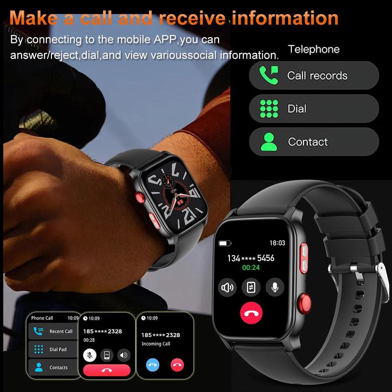 1.83 Inch Full Touch Smart Watch, Fashion Digital Watch with LED Flashlight Pedometer, Multifunctional Sports Fitness Watch for Women & Men