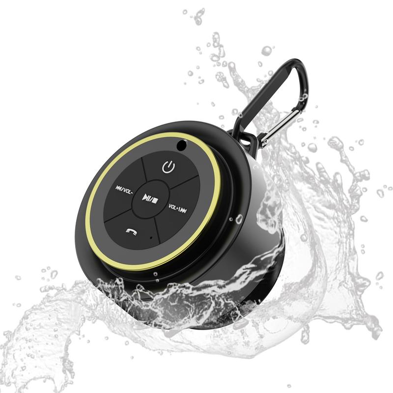 Waterproof Speaker, Portable Wireless Speaker with Radio Function, Outdoor Speaker with Stand for Bathroom, Kitchen, Living Room, Bedroom