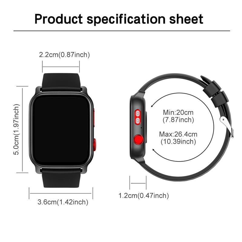 1.83 Inch Full Touch Smart Watch, Fashion Digital Watch with LED Flashlight Pedometer, Multifunctional Sports Fitness Watch for Women & Men