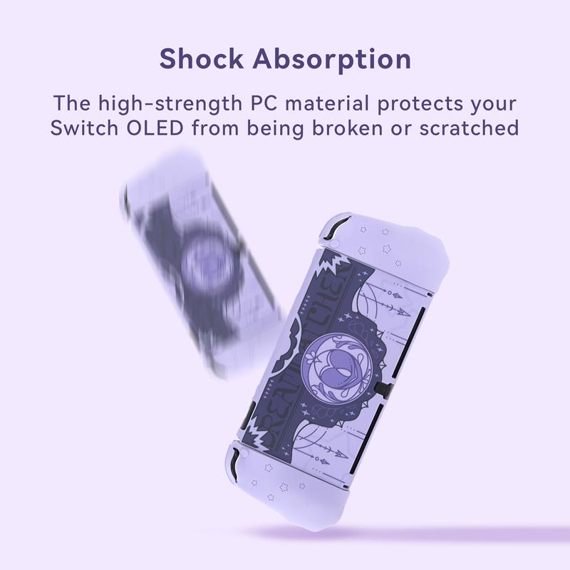 GeekShare NS Dark Star Wings Silicone Protective Case for Nintendo Switch and Switch OLED, Purple and Black Color Case, Dockable and Easy to Install