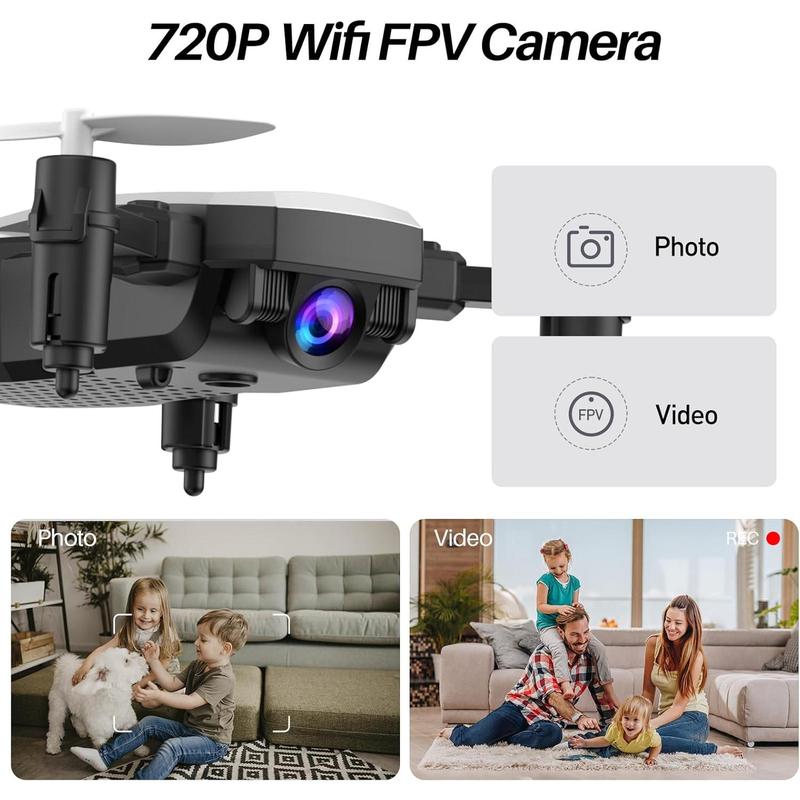 Mini Drone with Camera 720P HD FPV, Altitude Hold, 3D Flip,  Gravity Control and 2 Batteries,Accessories Mobile Remote Remote Control Folding