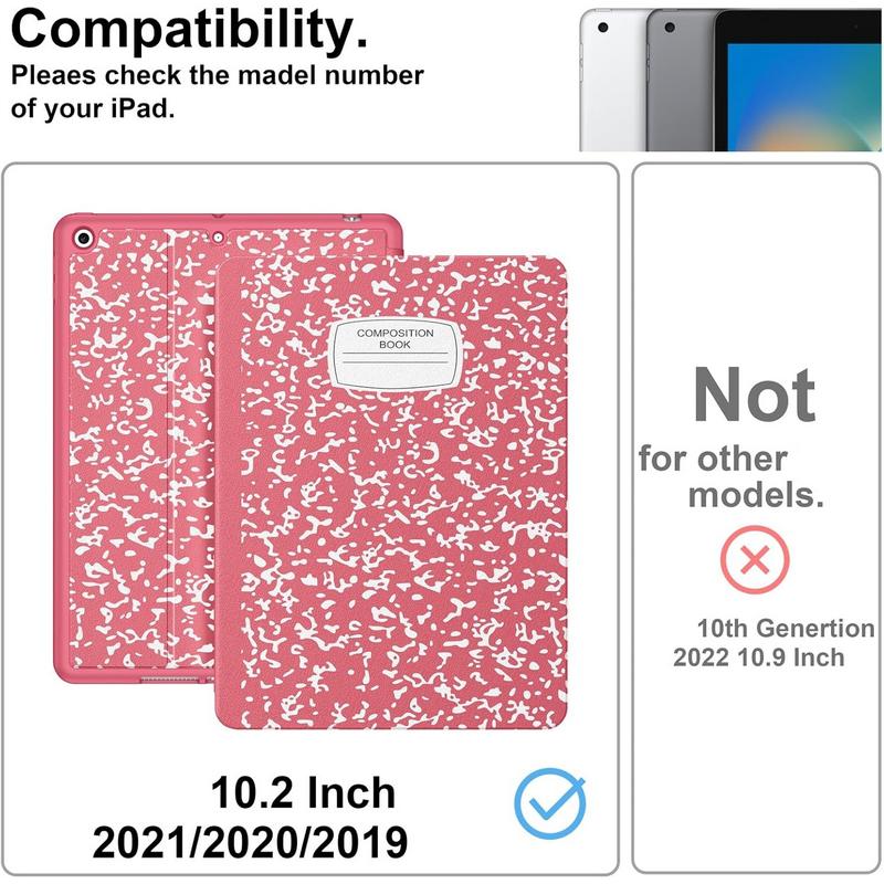 Case for iPad 9th 8th 7th Generation 10.2 inch (2021 2020 2019 Model) with Pencil Holder, Premium Folio Stand Case with Auto Wake Sleep,Soft TPU Back Shell Cover for iPad 10.2 Inch-Watermelon Accessories Computer ipad case