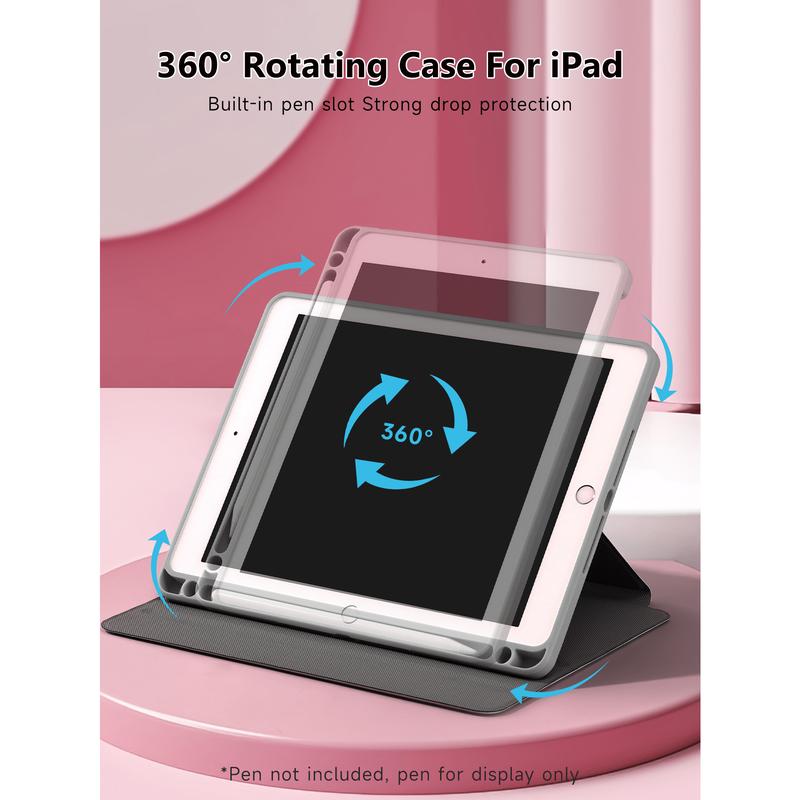 Flowers  Rotating Case Compatible With IPad 9th Generation (2021)   8th Generation (2020)   7th Gen (2019) 10.2 Inch - 360 Degree Rotating Stand Cover With Pencil Holder, Auto Wake Sleep