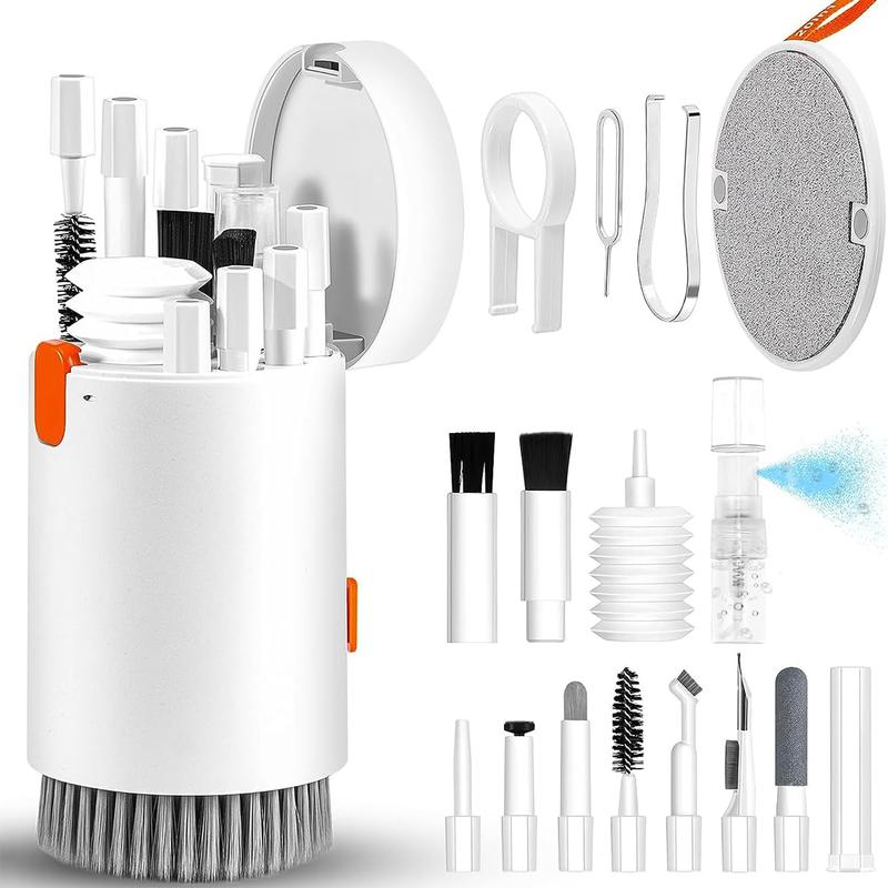 Upgraded 20-in-1 Keyboard Earbud Cleaner Kit, Laptop Cleaning Kit with Soft Circular Brush, Electronic Cleaning Kit for Headphones Screen Smartphone iPhone Airpod Phone Computer MacBook Pro Camera (white)