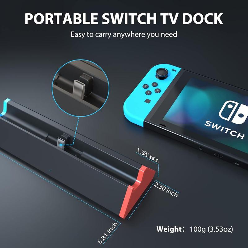 SIWIQU TV Dock Station for Nintendo Switch Switch OLED, Portable TV Docking Station Replacement with 4K HDMI Adapter Type C Port USB Port for Official Nintendo Switch