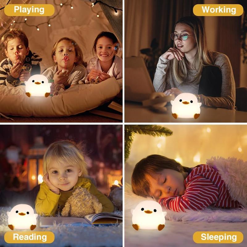 Creative Cute Duckling LED Night Light - Dimmable Duckling Night Bedroom Lamp - USB Rechargeable Silicone Light - Gifts for family