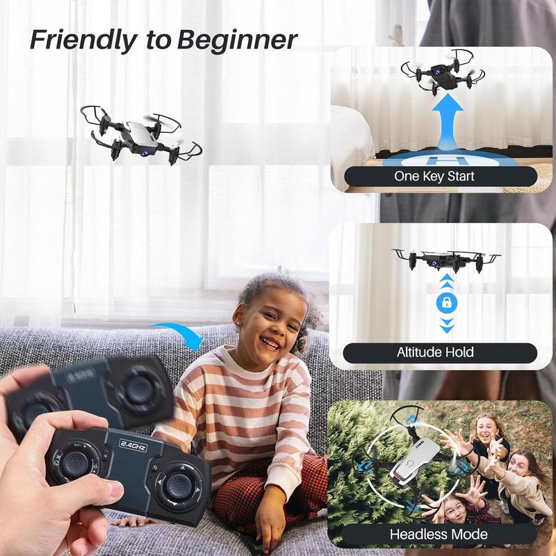 Mini Drone with Camera 720P HD FPV, Altitude Hold, 3D Flip,  Gravity Control and 2 Batteries,Accessories Mobile Remote Remote Control Folding