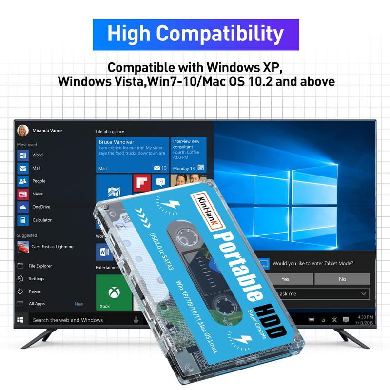 Kinhank Retro Cassete Console 500G HDD External Hard Drive with Batocera 33 System, Retro Game Console with 111700 Games, Plug and Play Retro Wireless Device, Retro Video Game Cassete Console Handheld Protection,Compatible with Most Emulators