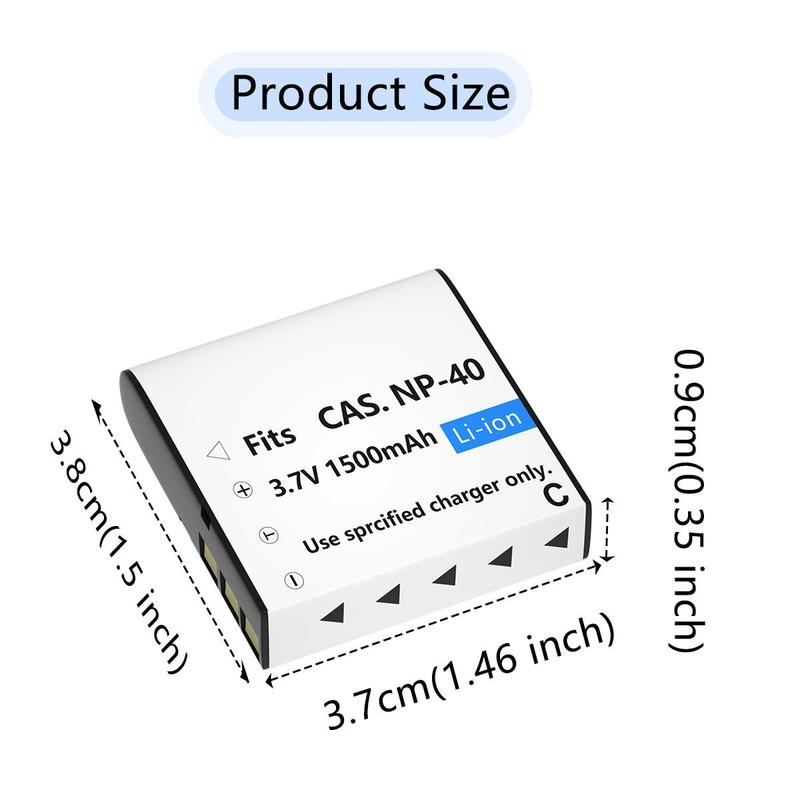 NP-40 Rechargeable Battery Pack, 2 Counts 1500mAh Rechargeable Battery with USB Dual Charger & Cable, Camera Accessories for Video Camera Camcorders