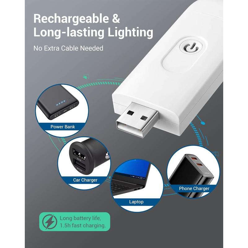 USB Rechargeable Book Light, Warm White, Brightness Adjustable for Eye-Protection, LED Clip on Portable Bookmark Light for Reading in Bed, Car Charging Holder Mobile Plug Smartphones Foldable