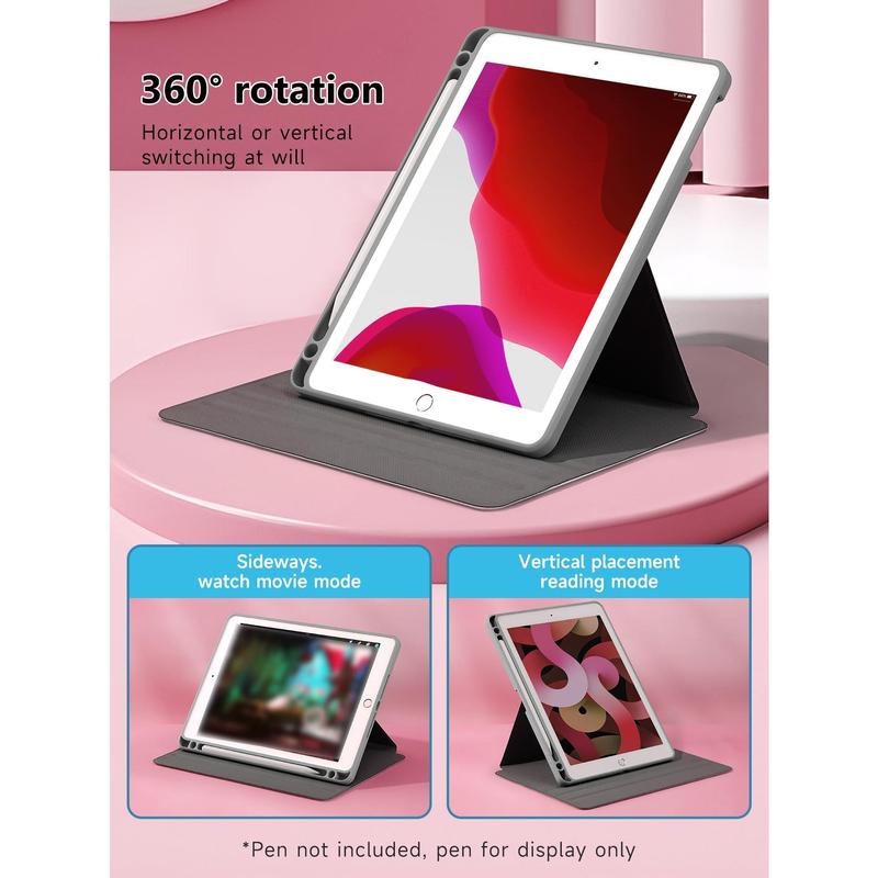 Flowers  Rotating Case Compatible With IPad 9th Generation (2021)   8th Generation (2020)   7th Gen (2019) 10.2 Inch - 360 Degree Rotating Stand Cover With Pencil Holder, Auto Wake Sleep