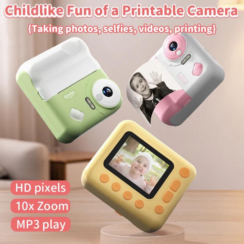 HD 1080P Kids Mini Instant Print Camera 2.4 IPS Screen Instant Photo Printing Camera Video Camera Toys for Girls Boys Aged 3-12