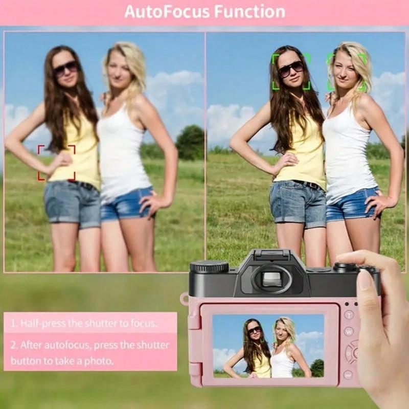 4K Digital Camera For Photography Autofocus 48MP Vlogging Camera For With 3'' 180°Flip Screen 16X Digital Zoom 4K Video Compact Travel Camera With SD Card,Flash, Anti-Shake (Black)