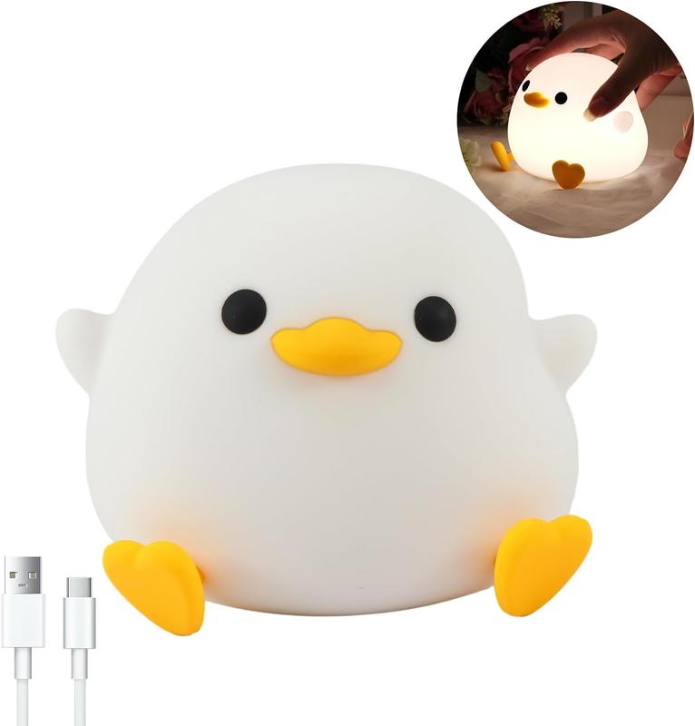 Creative Cute Duckling LED Night Light - Dimmable Duckling Night Bedroom Lamp - USB Rechargeable Silicone Light - Gifts for family