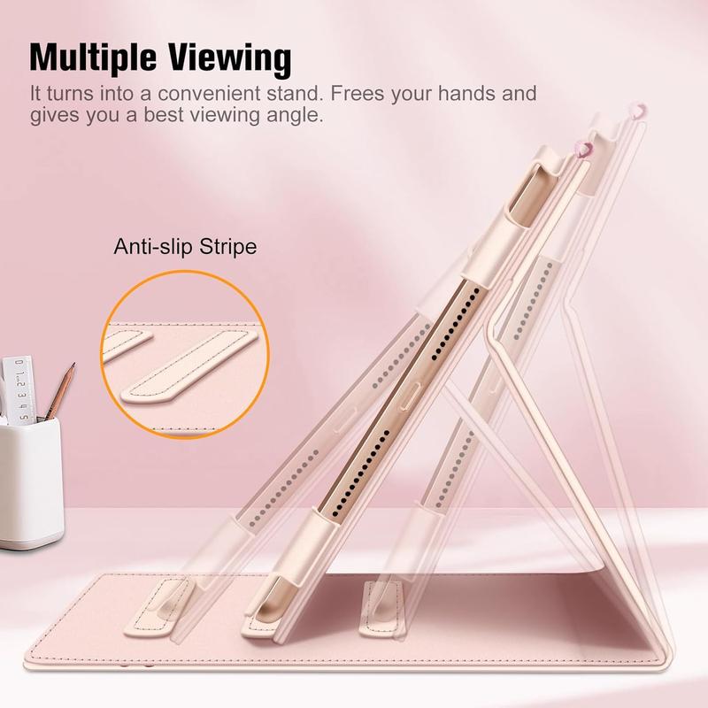 [Corner Protection] Multi-Angle Viewing Stand Cover Compatible with Pocket & Pencil Holder, Auto Sleep Wake, Suitable for iPad 9th   8th   7th Generation (2021 2020 2019) 10.2 Inch