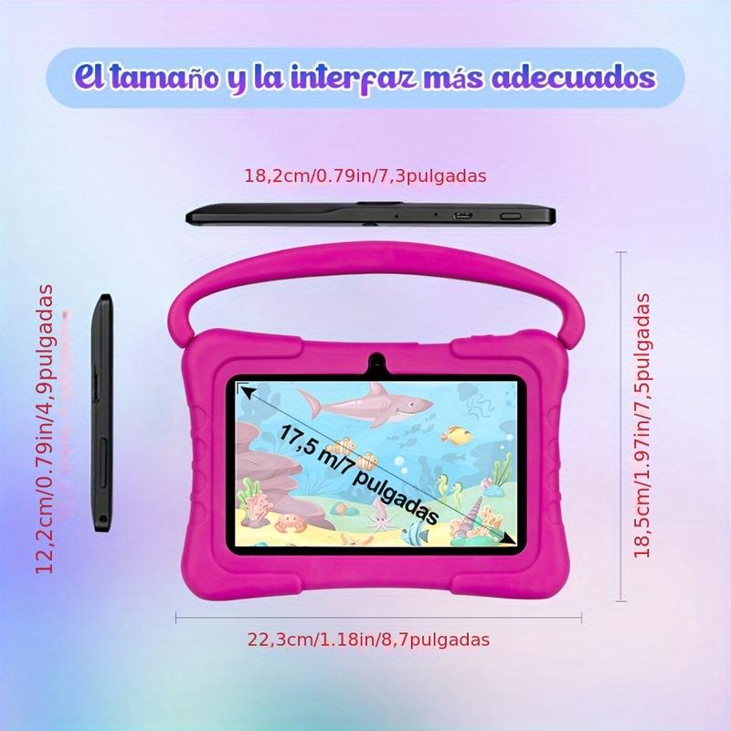 Children's Special Tablet, 7 Inch Children's Tablet, 32gb Rom 2gb Ram Android 11 Children's Tablet, Suitable for Children Aged 3-14, with 2.4G WiFi, GMs, Eye Protection Function, Educational Function, parental Control Function, Tablet with Silicone Protec