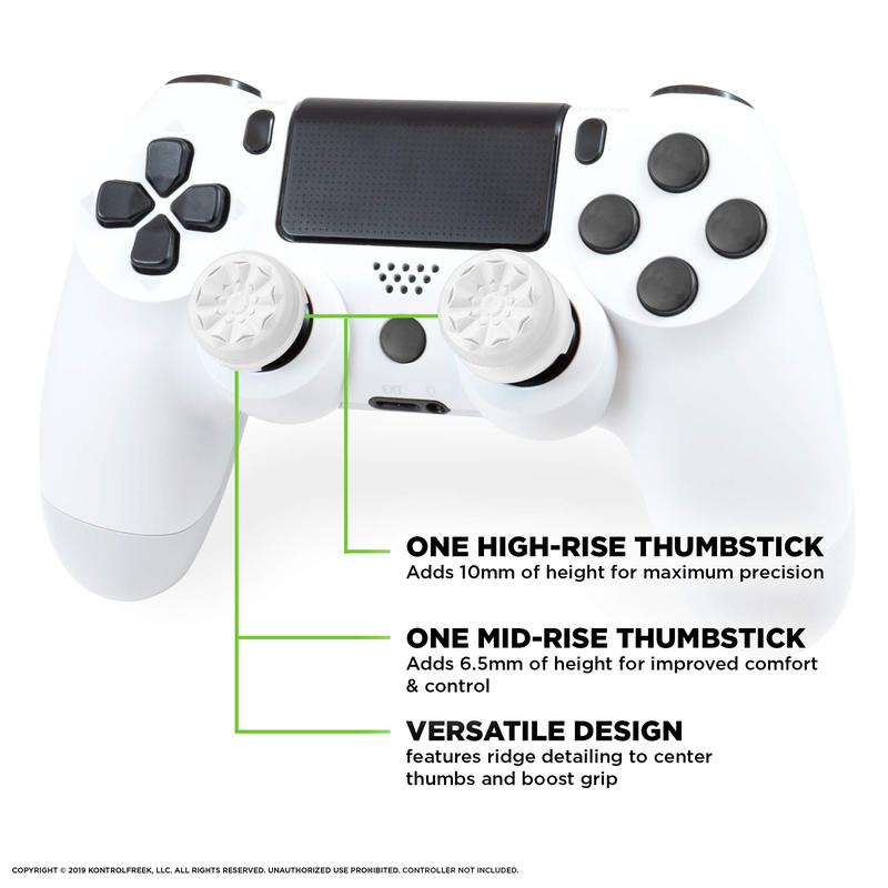 Playstation 5 controller accessories, FPS Freek Galaxy White for Playstation 4 5 (PS4 5) | ps5 console | 1 High-Rise, 1 Mid-Rise | White