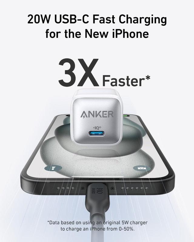 Anker 511 Charger (Nano Pro), PIQ 3.0 Compact Fast Charger for iPhone 15 15 Plus 15 Pro 15 Pro Max, 14 13 12 Series, Galaxy, Pixel 4 3, iPad (Cable Not Included) Charging Smartphone