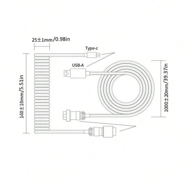 Custom Coiled USB C Cable for Gaming Keyboard, Double-Sleeved Mechanical Keyboard Cable with Detachable Aviator, USB A to Type-C Cable