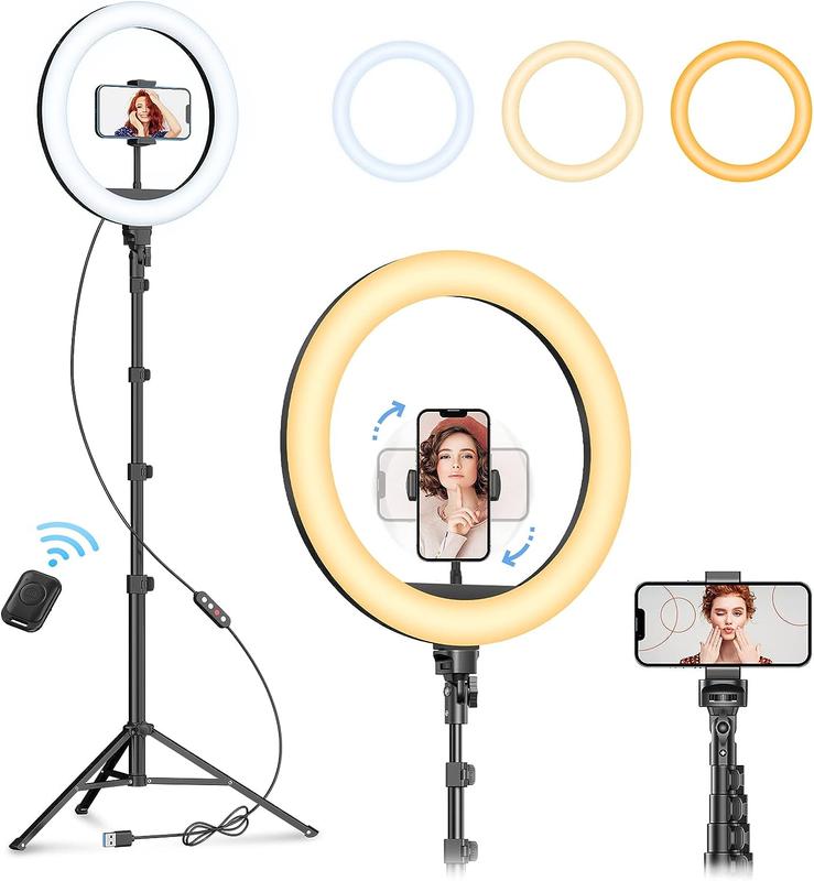 12'' RGB Ring Light with Tripod Stand 72'' Tall, 38 Color Modes LED Selfie Stick for iPhone Android Camera, YouTube,  Makeup, Videos, Photography Accessories Smartphone Cellphone