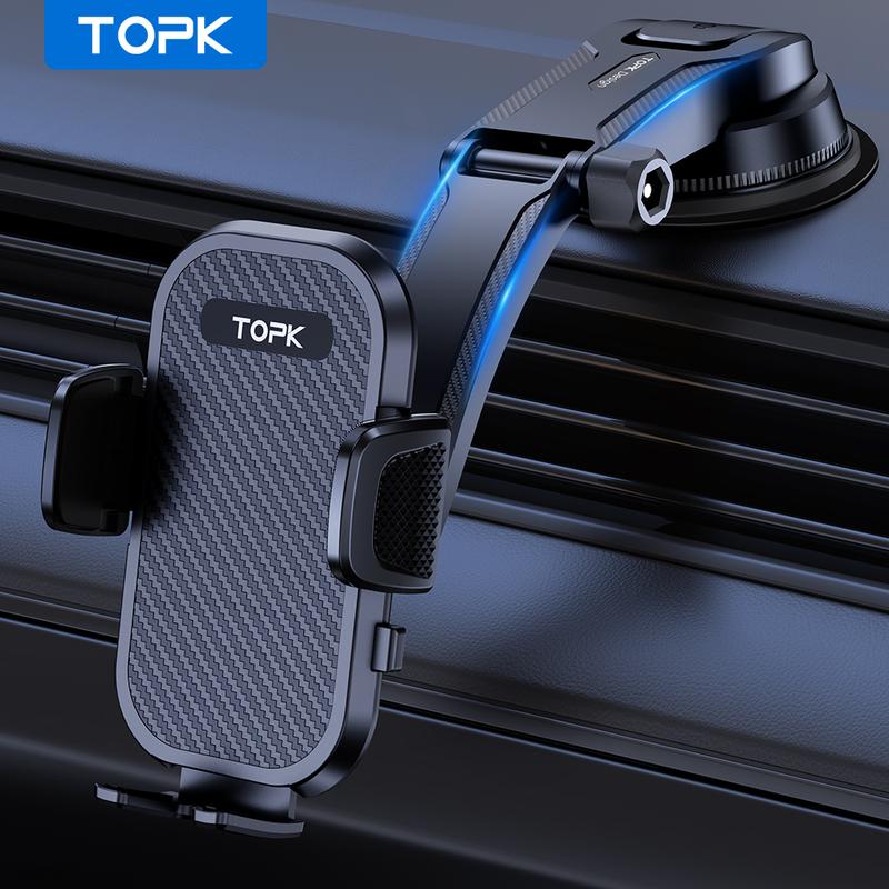 TOPK Car Phone Holder Mount , Upgraded Handsfree Stand, Phone Holder for Car Dashboard, Compatible with iPhone Samsung Android Cell Phones