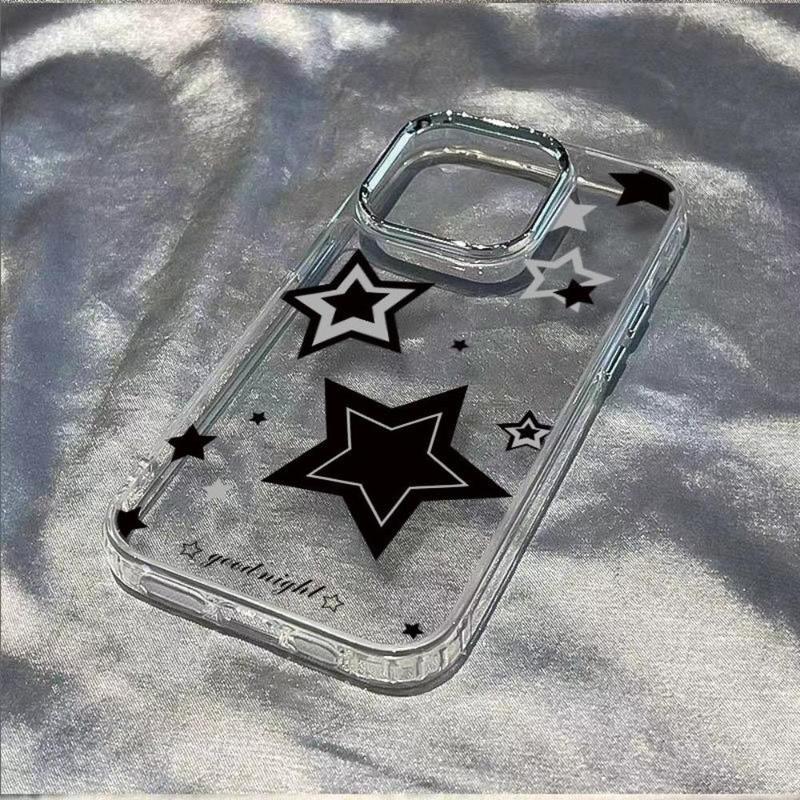 Star Pattern Clear Phone Case for Summer, Decorative Phone Protector Cover Compatible with iPhone, Shockproof Phone Cases for iPhone 11 12 13 14 15 Pro Max Phone Cases