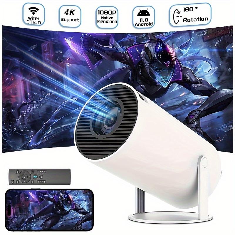 HY300 Full HD Projector, 4K Support, Android 11.0, 200-499 ANSI Lumens, 180° Adjustable Projection, 3D Ready, LCD Display, USB Powered, Button Control, 4:3 Aspect Ratio, Home and Outdoor Cinema Mini Wi-Fi Android Portable Projector