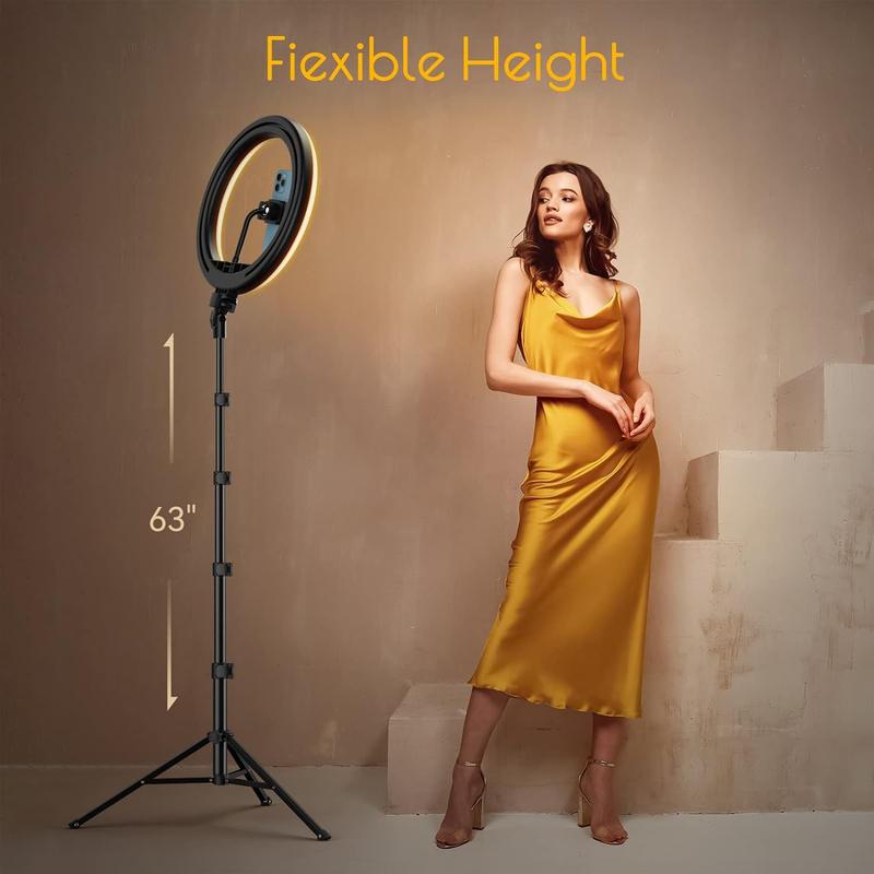 12'' RGB Ring Light with Tripod Stand 72'' Tall, 38 Color Modes LED Selfie Stick for iPhone Android Camera, YouTube,  Makeup, Videos, Photography Accessories Smartphone Cellphone