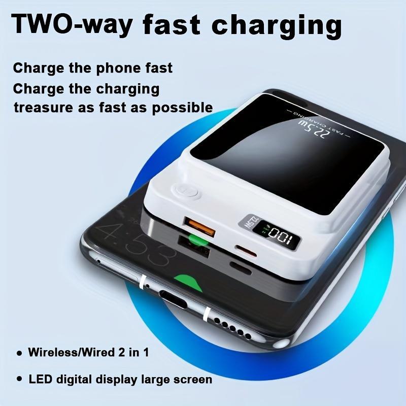 Magnetic Wireless Powerbank 10KmAh, 22.5W PD20W Fast Charge For IPhone17 16 15 14 13 12&Android Mobile Phones, (USB Type-C) Portable Charger, LED Digital Display, Suitable For Outdoor Travel And Emergency Backup Mobile Power Supply