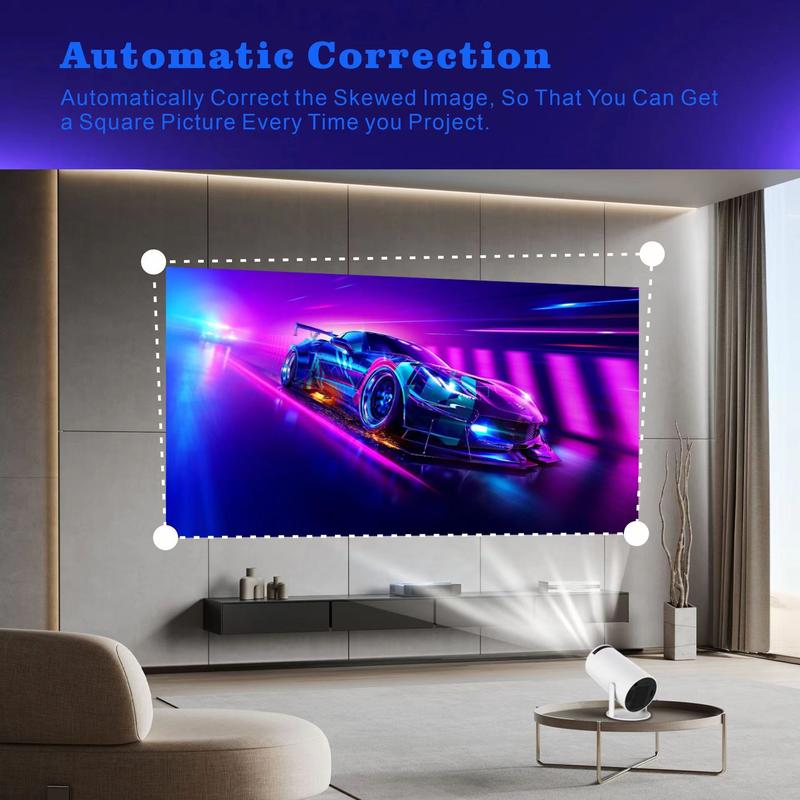 Mini Projector Android TV, Smart Projector Ceiling TV, Remote Control 4K 1080p Decoder WiFi Bluetooth Audio 3.5mm HDMI Android 11, Any Surface, Auto Keystone Correction, Source Factory