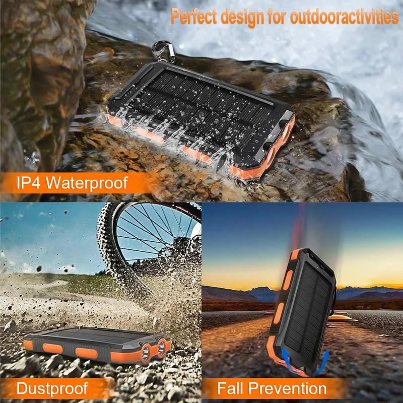 Portable 16800 27000mAh Solar Power Bank for All Cellphones, Waterproof Battery Pack, Outdoor External Backup Power Charger with Dual USB Outputs and LED Flashlight, Perfect for Camping and Travel Smartphone