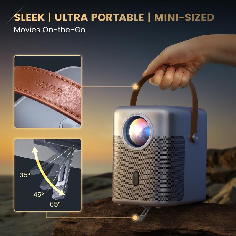 4K,Auto Focus & Keystone, ALVAR Portable Mini Projector with WiFi 6 and Bluetooth LS55, Quiet, Outdoor Movie Projector 4K 500 ANSI, Intelligent Obstacle Avoidance Screen Alignment, PPT Supported