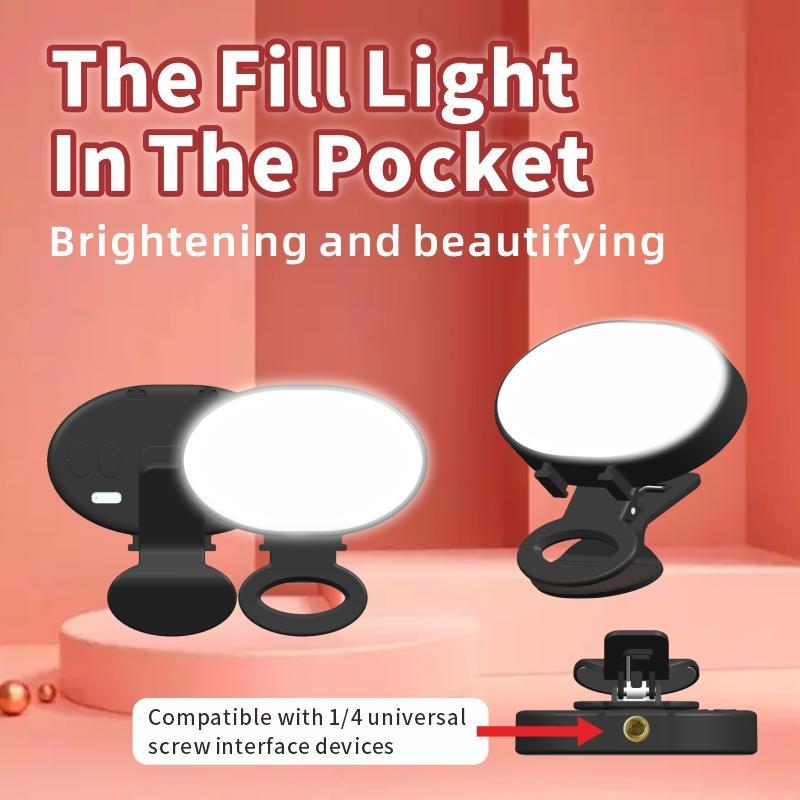 Portable Mini Selfie Light, 1 Count Rechargeable Pocket LED Fill Light, Selfie Light for Laptop Video Conference Mobile Phone Vlog Live Broadcast