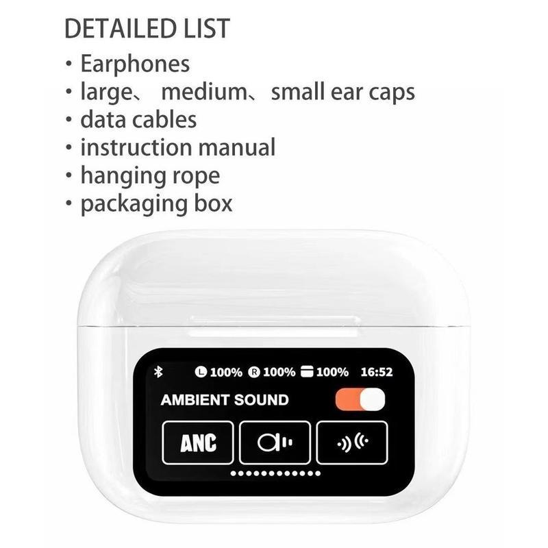 Original GreatWall ANC Display Screen LCD Wireless Bluetooth Earphones Battery Display Screen ENC Noise Cancelling Headphones Audio Electronic