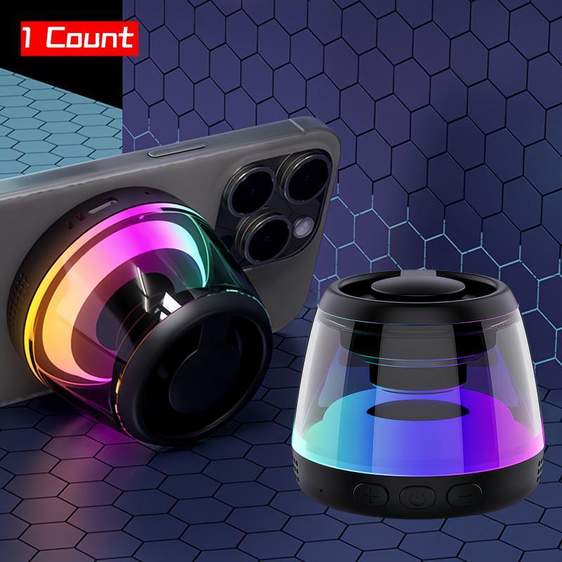 Wireless Speaker, 1 Count Rechargeable Portable Speaker with RGB Color Light, TWS Pairing Wireless Outdoor Sound, TF Card Support, Ambient Light 360 HD Surround Sound