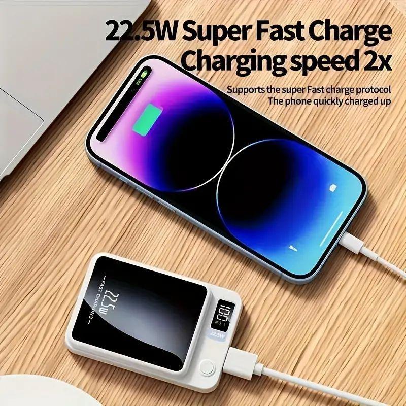 10000mAh Wireless Power Bank, Portable Fast Charging Power Bank with Digital Display, Multifunctional Mini Mobile Power Bank for iPhone & Android, Phone Accessories