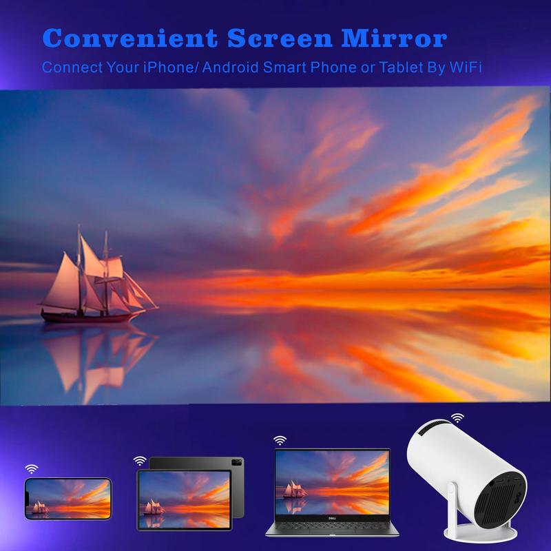 Mini Projector Android TV, Smart Projector Ceiling TV, Remote Control 4K 1080p Decoder WiFi Bluetooth Audio 3.5mm HDMI Android 11, Any Surface, Auto Keystone Correction, Source Factory