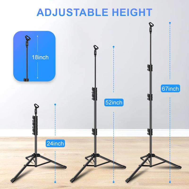 2 Pack Microphone Stand for Singing Mic Stand Boom with Gooseneck Mic Arm Stand Height Adjustable 3'- 6' with Mic Clips and 3 8