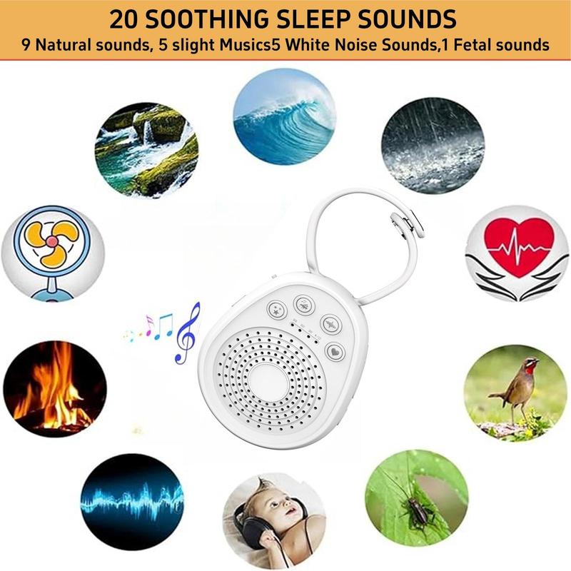 Portable White Noise Machine, USB Rechargeable Sleep Sound Machine with 20 Natural Soothing Sounds & 5 Timers, Perfect Sleep Tool for Home Office Travel